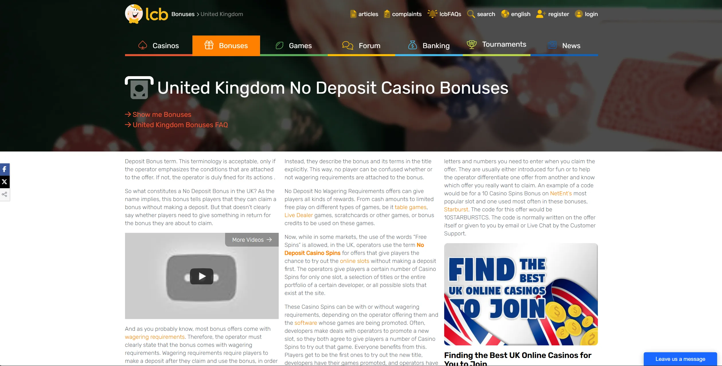 Screenshot of LCB.org - Online Casino Reviews